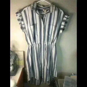 Japna blue and white cotton dress Sz M NWT